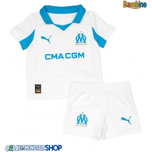 Maglie da calcio Olympique de Marseille Prima Maglia Bambino 2025-26 Manica Corta + Pantaloni corti)